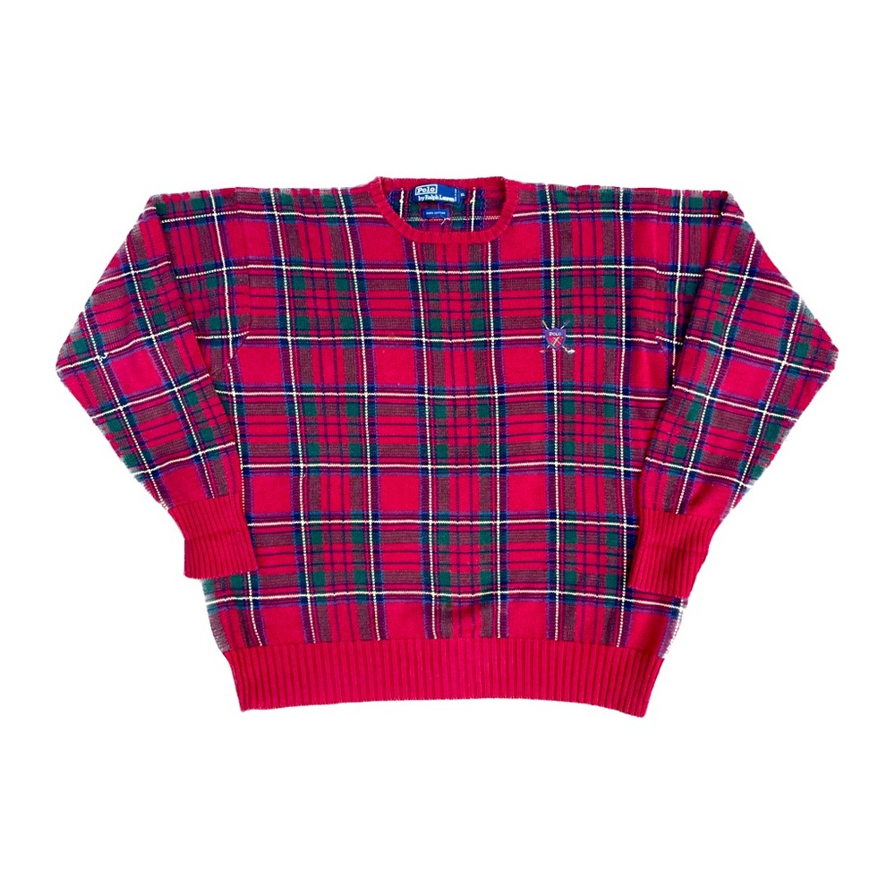 Vintage 1990s Men’s Polo Ralph Lauren Plaid Sweater Size XL